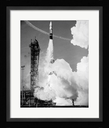 Framed 1960s Missile Taking Off From Launch Pad Print