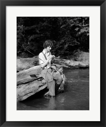 Framed 1920s 1930s Woman Sitting On Rock Print