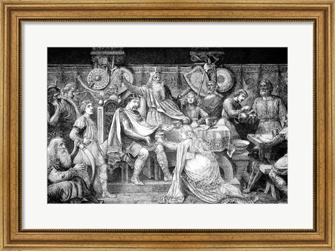 Framed Engraving Of Medieval English Feast Print