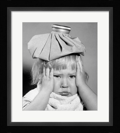 Framed 1950s Unhappy Little Blonde Girl Print