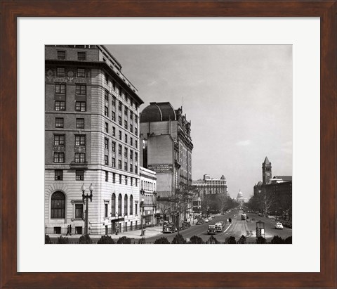 Framed 1940s Pennsylvania Avenue With Capitol Building Print