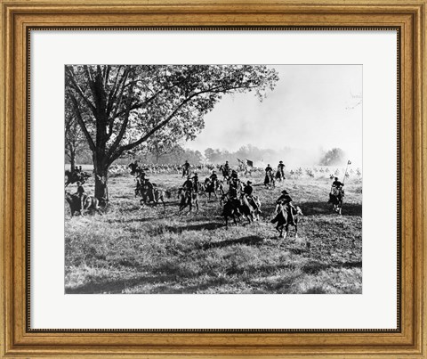 Framed Army Regiment Cavalry Coming To Rescue Print