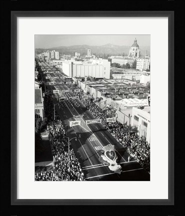 Framed 1940s 1950s Aerial View Tournament Of Roses Parade? Print