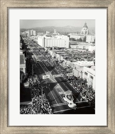 Framed 1940s 1950s Aerial View Tournament Of Roses Parade? Print