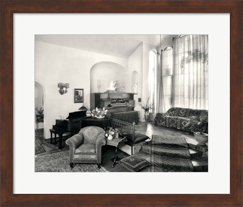 Framed 1920s Interior Upscale Music Room With Piano And Organ Print