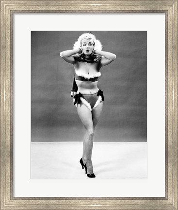 Framed 1950s Young Woman Standing Inside Print