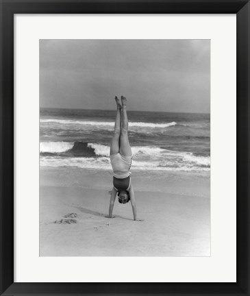 Framed 1930s Woman Doing Handstand Print