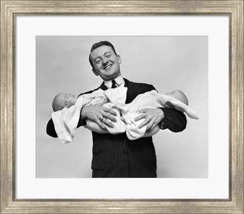 Framed 1930s Proud Father Smiling Print