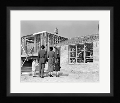 Framed 1950s Family Looking At New Home Print