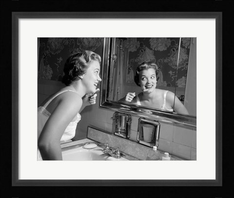 Framed 1950s Smiling Woman Print