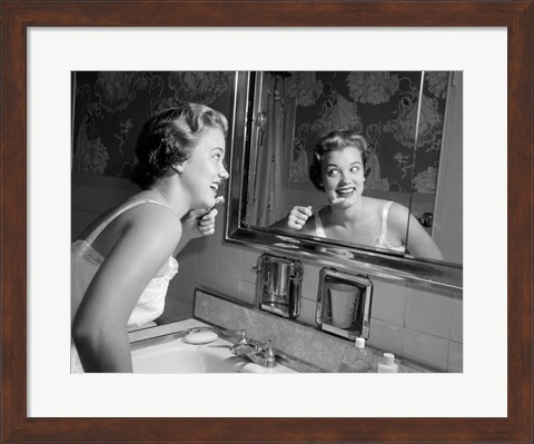 Framed 1950s Smiling Woman Print