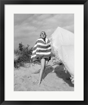 Framed 1960s Blond Bathing Beauty Print