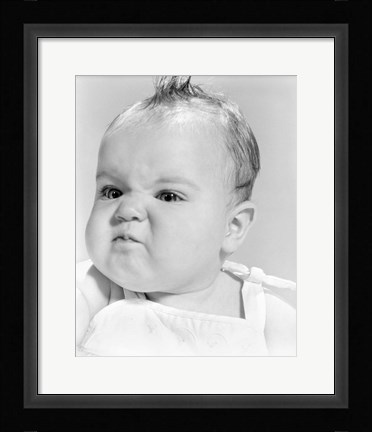 Framed 1950s 1960s Baby Face Expression Angry Sad Retr0 Print