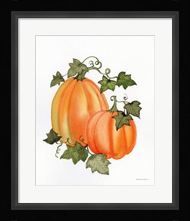Framed Pumpkin and Vines I Print