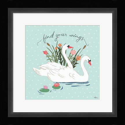 Framed Swan Lake II Mint Print