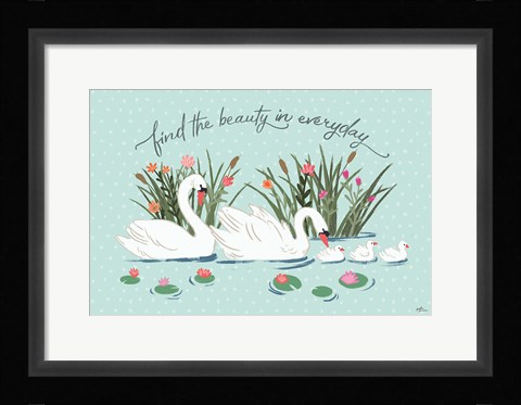 Framed Swan Lake I Mint Print