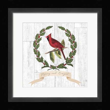 Framed Joyful Tidings VIII on Distressed Wood Print