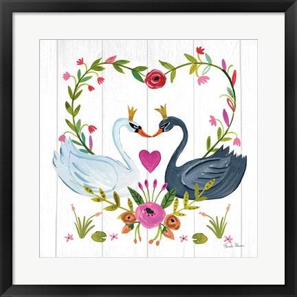 Framed Swan Love III Print