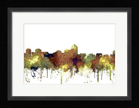 Framed Albuquerque New Mexico Skyline - Safari Buff Print