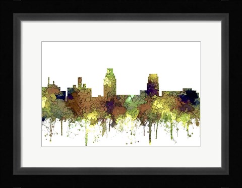Framed Camden New Jersey Skyline - Safari Buff Print