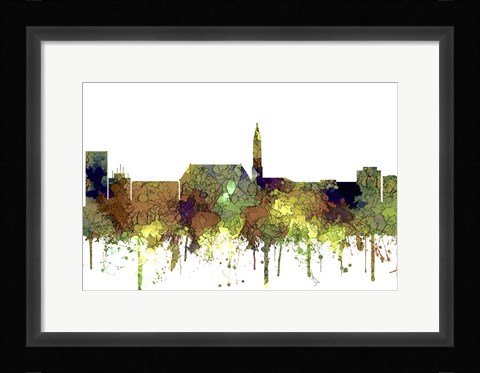 Framed Cheyenne Wyoming Skyline - Safari Buff Print