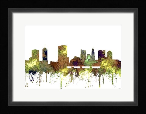 Framed Columbus Ohio Skyline - Safari Buff Print