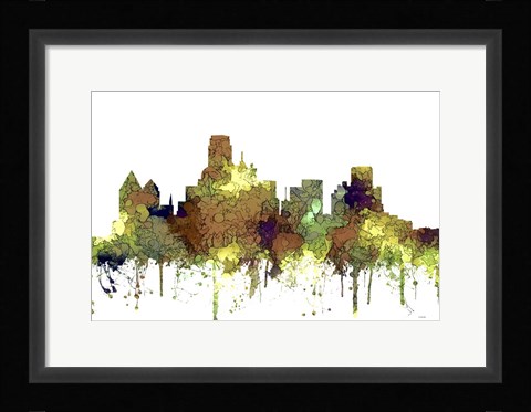 Framed Dallas Texas Skyline - Safari Buff Print