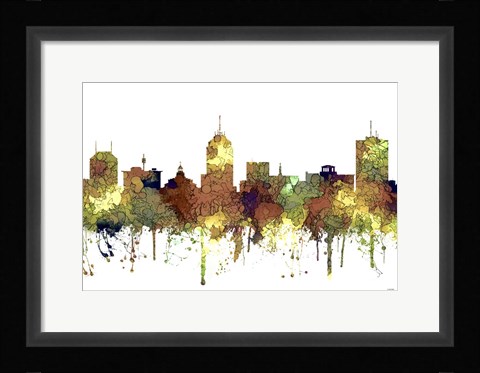 Framed Fresno California Skyline - Safari Buff Print