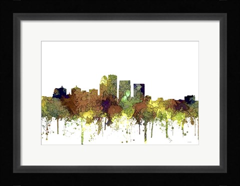 Framed Louisville Kentucky Skyline - Safari Buff Print