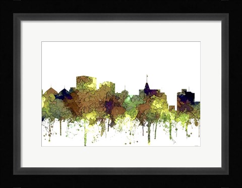 Framed Oakland California Skyline  Safari Buff Print