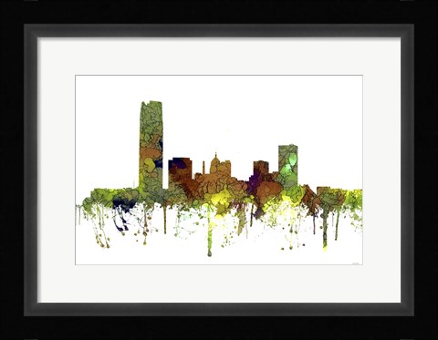 Framed Oklahoma City Oklahoma Skyline - Safari Buff Print
