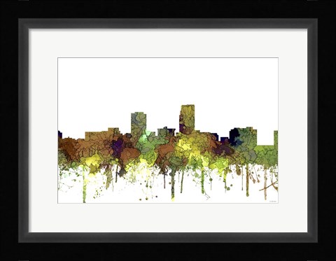 Framed Omaha Nebraska Skyline - Safari Buff Print