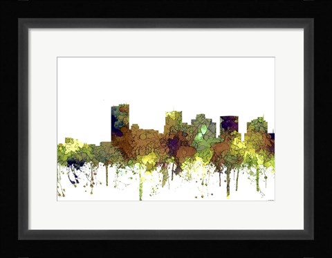 Framed Phoenix Arizona Skyline - Safari Buff Print