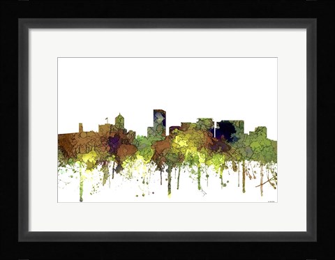 Framed Portland Oregon Skyline - Safari Buff Print