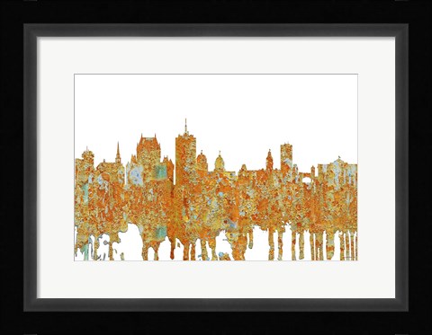 Framed Quebec City QueSkyline - Rust Print