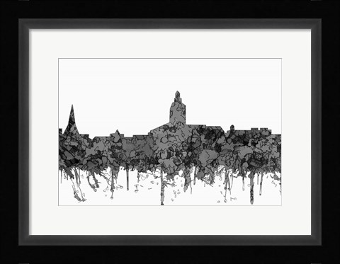 Framed Annapolis Maryland Skyline - Cartoon B&amp;W Print
