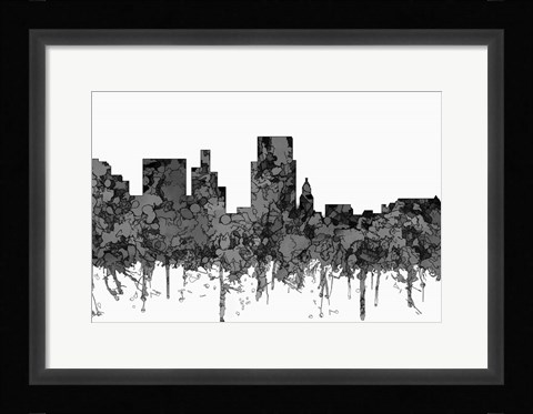 Framed Boise Idaho Skyline - Cartoon B&amp;W Print