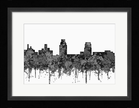 Framed Camden New Jersey Skyline - Cartoon B&amp;W Print