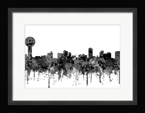 Framed Knoxville Tennessee Skyline - Cartoon B&amp;W Print