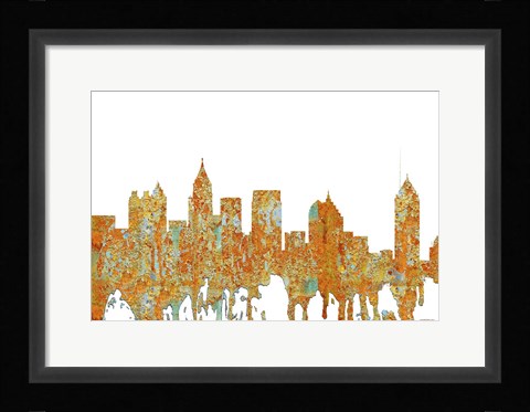 Framed Atlanta Georgia Skyline - Rust Print