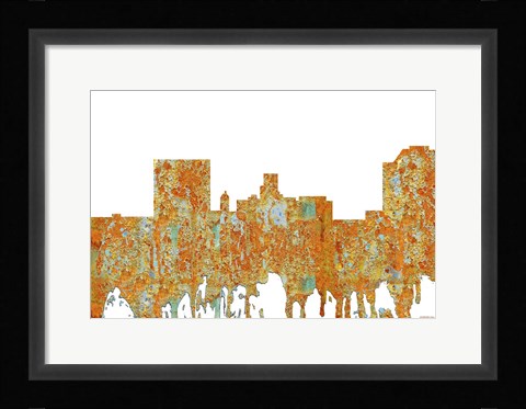 Framed Augusta Georgia Skyline - Rust Print