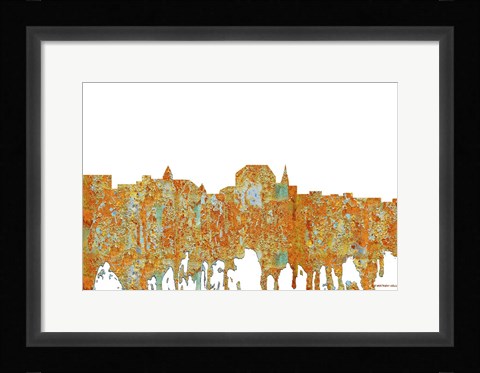 Framed Augusta Maine Skyline - Rust Print