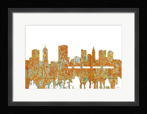Framed Columbus Ohio Skyline - Rust Print