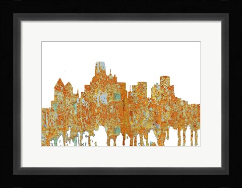 Framed Dallas Texas Skyline - Rust Print