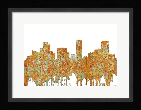 Framed Denver Colorado Skyline - Rust Print