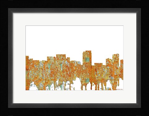 Framed Honolulu Hawaii Skyline - Rust Print