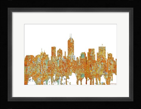 Framed Indiana Indianapolis Skyline - Rust Print