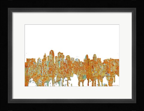 Framed Kansas City Missouri Skyline - Rust Print