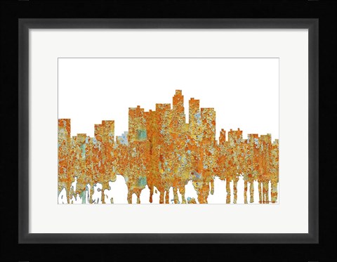 Framed Los Angeles California Skyline - Rust Print