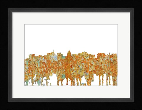 Framed Madison Wisconsin Skyline - Rust Print